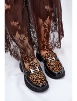 Kožené Lakované Mokasíny Leopard model 21691262 Černé - VINCEZA
