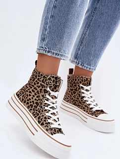 Vysoké dámské tenisky na platformě s leopardím vzorem model 22208385 - Boto