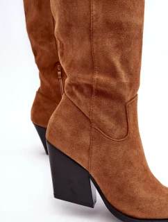 Módní semišové kovbojské boty Camel Delia