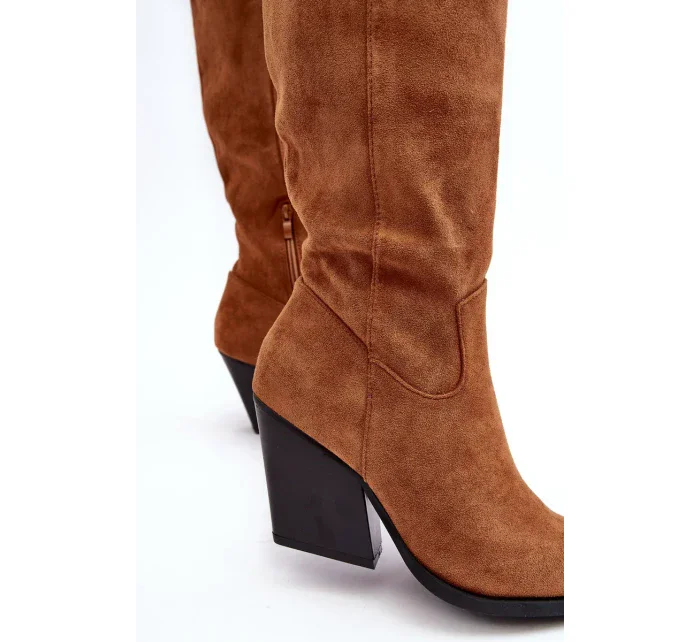 Módní semišové kovbojské boty Camel Delia Módní semišové kovbojské boty Camel Delia