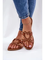 Dámske zdobené ploché papuče - ťava Adivrae