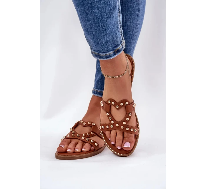 Dámske zdobené ploché papuče - ťava Adivrae