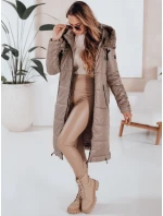 Dámská přechodná bunda prošívaná s kapucí tmavě béžová Dstreet model 21991090 - FashionStreet Dámská přechodná bunda prošívaná s kapucí tmavě béžová Dstreet model 21991090 - FashionStreet