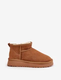 Nízké Semišové Sněhule Přírodní Kůže model 21673262 Camel - VINCEZA