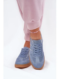 Zamszowe Niskie Sneakersy Damskie Niebieskie Paliana