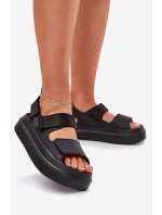 Dámské sandály na platformě se suchým zipem černé model 21696219 - Boto