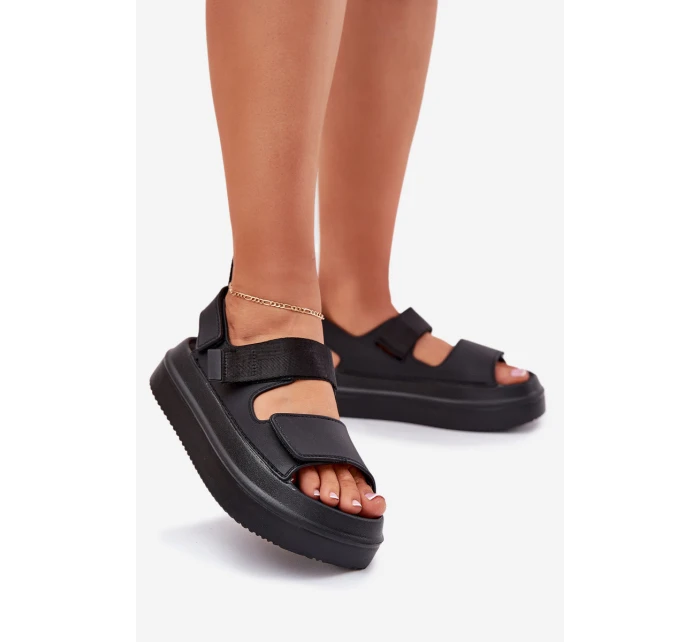Dámské sandály na platformě se suchým zipem černé model 21696219 - Boto