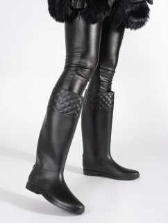 Pohodlné dámske čierne gumové čižmy