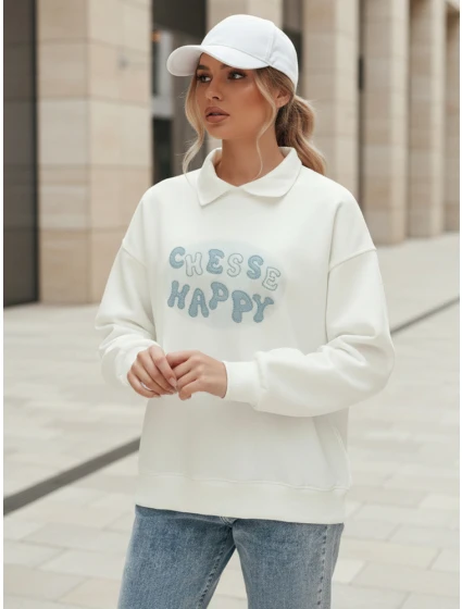 Dámská oversize mikina s potiskem bílá Dstreet model 21989125 - FashionStreet