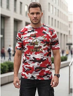 Tshirt męski z nadrukiem moro czerwony model 22223063 - FashionStreet