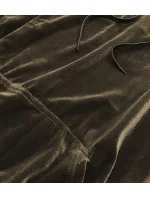 Velúrový teplákový komplet v khaki farbe s lampasmi (YP-9964)