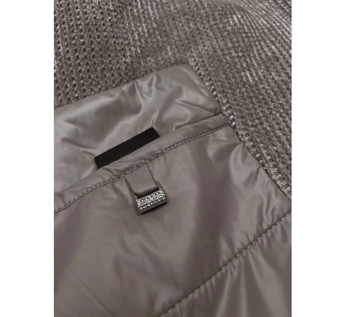 Dámska bunda kávovej farby z rôznych materiálov Vaston na prechodné obdobie (F-23301#)