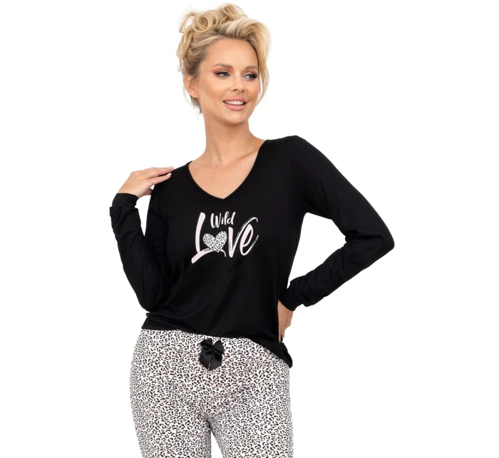 Dámske dlhé čierne pyžamo Pantera - Donna