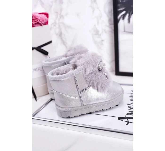 Dívčí Sněhové model 21544078 Boty S Kožešinou Stříbrné Aurora - Boto