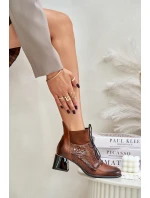 model 21677160 Kožené boty na podpatku zateplené hnědé - Zazoo