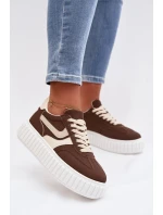 Dámské tenisky na platformě z eko semiše hnědé Cadrina Dámské tenisky na platformě z eko semiše hnědé Cadrina