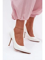 Klasické lakované lodičky z imitace kůže bílé Odira