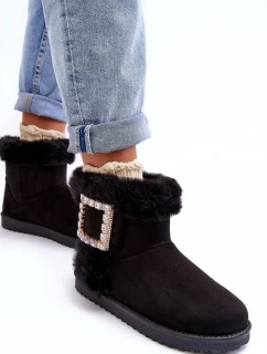 Zateplené sněhule s přezkou, Black Dulca