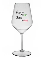 Nie som ONLINE, som ONWINE - číry nerozbitný pohár na víno 470 ml