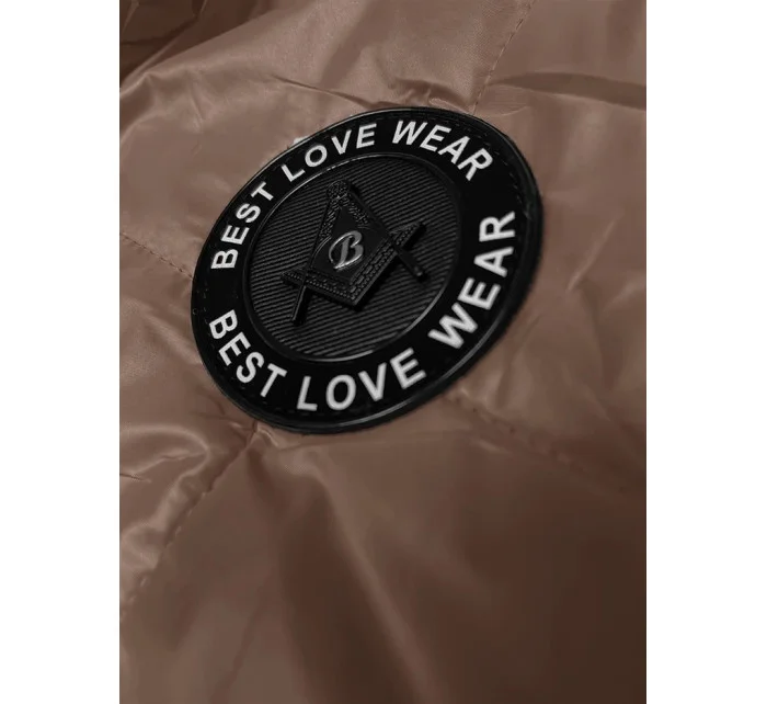 Dámska vesta ťavej farby s ozdobným prešívaním (B8230-101)