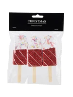 ZMRZLINOVÁ DEKORÁCIA ZÁVESNÁ OZDOBA 3KS ČERVENÁ