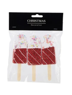 ZMRZLINOVÁ DEKORÁCIA ZÁVESNÁ OZDOBA 3KS ČERVENÁ