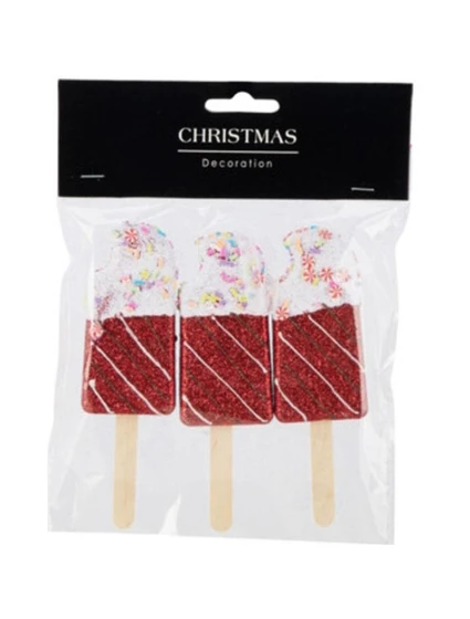 ZMRZLINOVÁ DEKORÁCIA ZÁVESNÁ OZDOBA 3KS ČERVENÁ