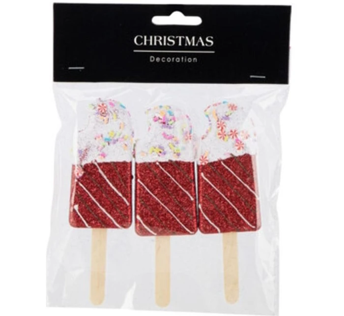 ZMRZLINOVÁ DEKORÁCIA ZÁVESNÁ OZDOBA 3KS ČERVENÁ