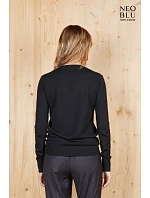 Women Dámský svetr s výstřihem do V deep black model 22500686 - NEOBLU Women Dámský svetr s výstřihem do V deep black model 22500686 - NEOBLU