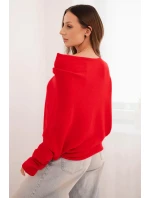 Dámsky asymetrický netopierí sveter viskóza červená