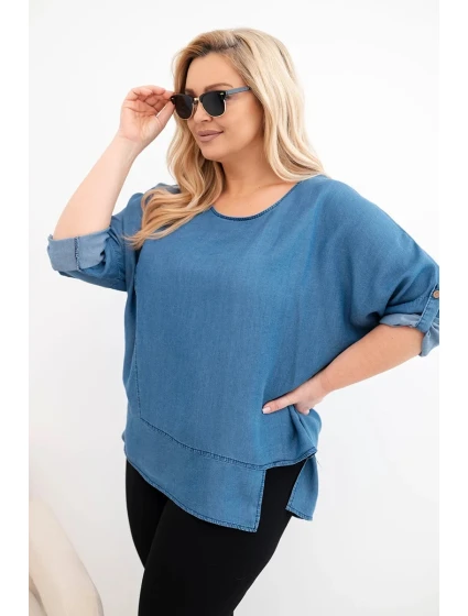 Dámska blúzka nadmernej veľkosti z lyocellu s asymetrickým lemom