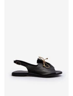 Kožené ploché sandály model 21646269 černé - Zazoo