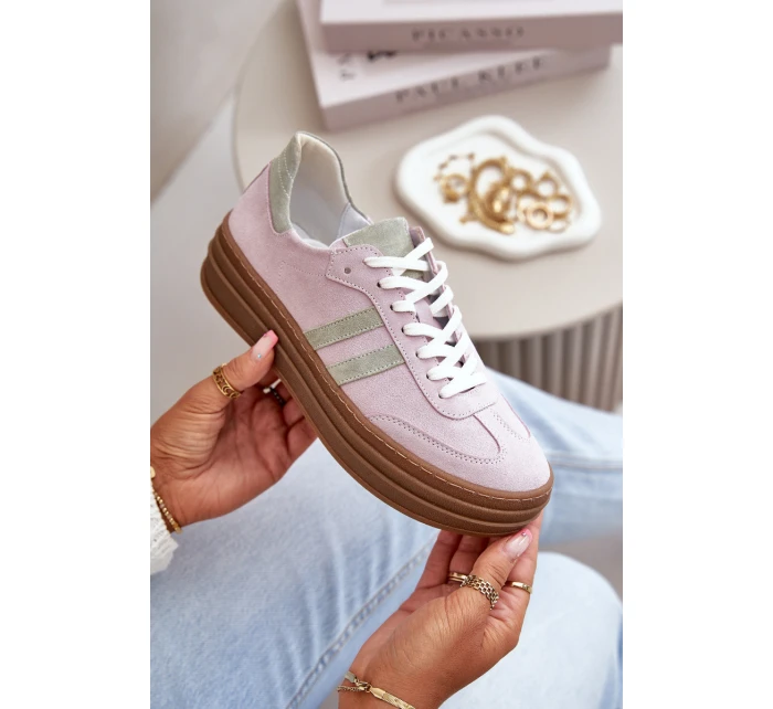 Zazoo N1068S4 Damskie Zamszowe Sneakersy Na Platformie Fioletowe