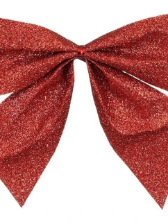 Červená dekoratívna mašľa 10x12CM 6ks sľuda