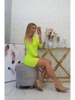 Šaty s ozdobnými gombíkmi žlté neónové