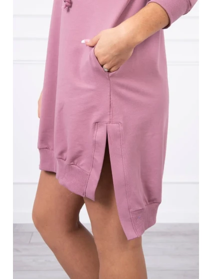 Šaty s kapucí a delšími zády tmavě růžové Šaty s kapucí a delšími zády tmavě růžové