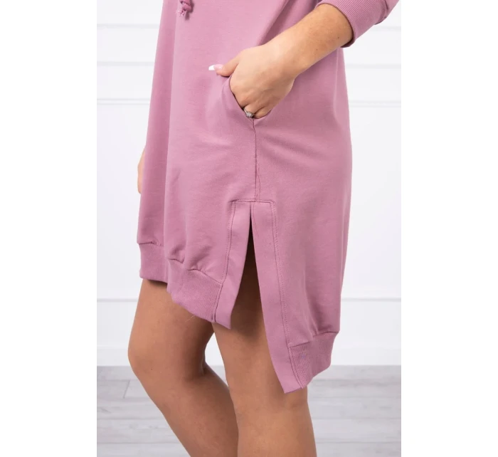 Šaty s kapucí a delšími zády tmavě růžové Šaty s kapucí a delšími zády tmavě růžové