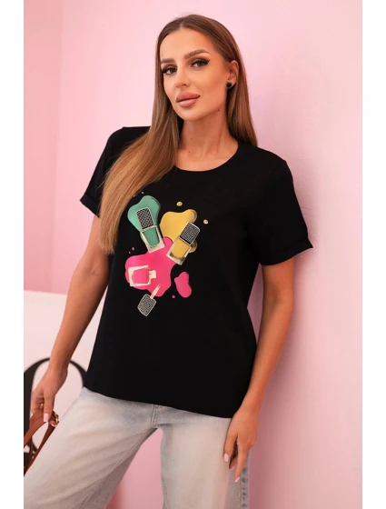 Dámská pruhovaná blůza s V výstřihem a krátkým rukávem béžová