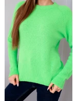 Dámsky detský sveter z alpaky s dlhými rukávmi neónovo zelenej farby Dámsky detský sveter z alpaky s dlhými rukávmi neónovo zelenej farby