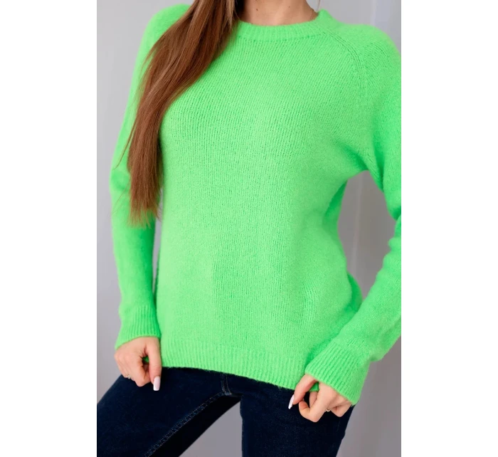 Dámsky detský sveter z alpaky s dlhými rukávmi neónovo zelenej farby Dámsky detský sveter z alpaky s dlhými rukávmi neónovo zelenej farby