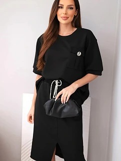 Dámský máslový komplet s model 22092320 a midi sukní černý - K-Fashion