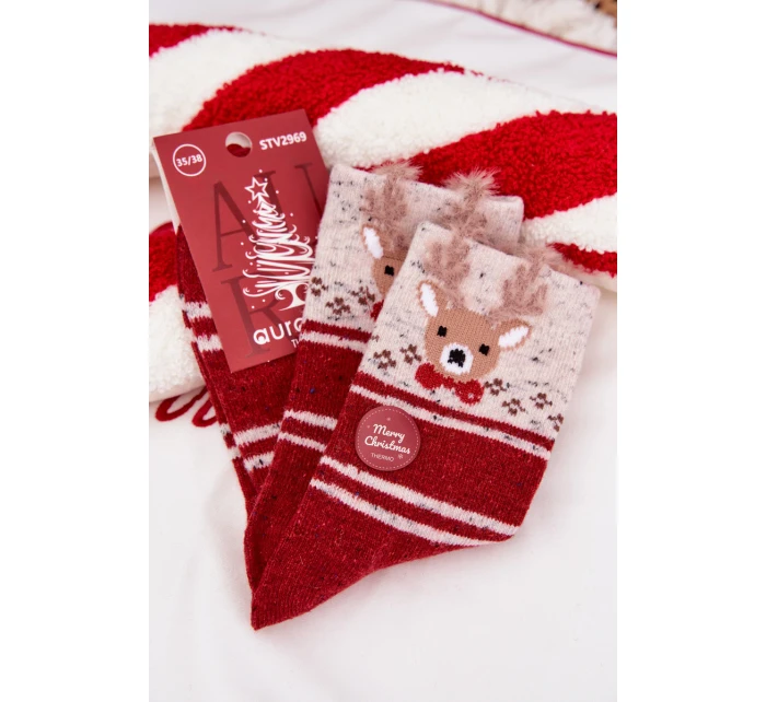 Dámské vánoční ponožky S A pruhy  Červené model 21786740 - Aura.via