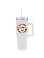 BEAUTIFUL DAY (AUTUMN) - biely cestovný termohrnček s priehľadným viečkom 900 ml