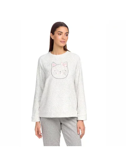 Dámske pyžamo s nášivkou mačky 15234 - 473 Šedá - Vamp