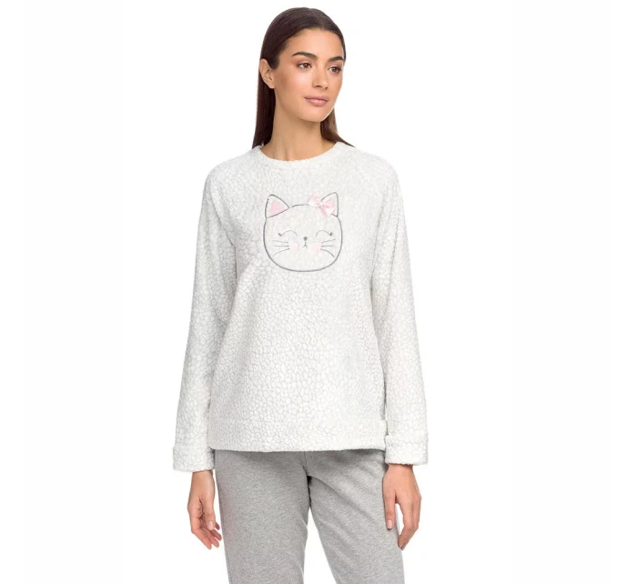 Dámske pyžamo s nášivkou mačky 15234 - 473 Šedá - Vamp