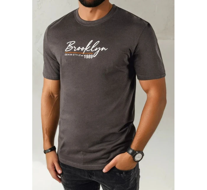 Pánské tmavě šedé tričko s potiskem Dstreet model 21973748 - FashionStreet