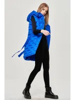 Dlouhá dámská vesta v chrpové barvě s páskem model 15834484 - Ann Gissy