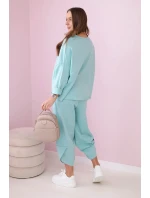 Bavlněná mikina kalhoty set tmavá máta Bavlněná mikina kalhoty set tmavá máta