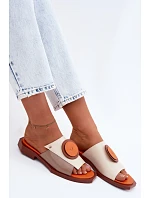 Kožené dámské geometrické pantofle Maciejka K7479-18 Béžovo-oranžové