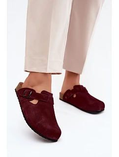 Kožené semišové mules s přezkou Zazoo 1905 tmavě fialové